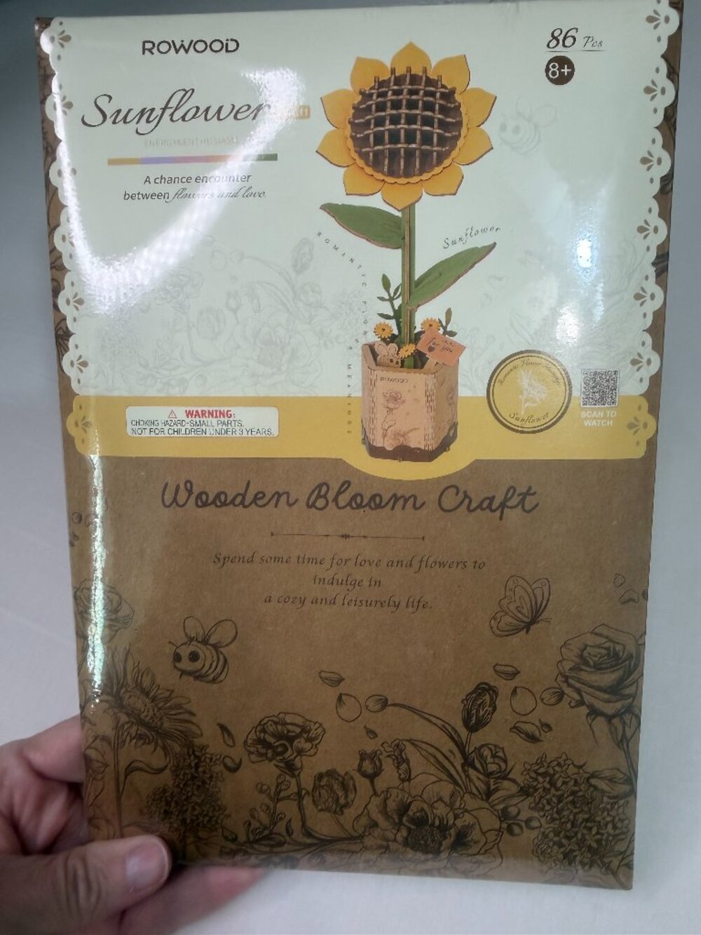 ROKR Rowood Sunflower Wooden Bloom Craft 3D Puzzle Kit 86 Pcs NEW Sealed